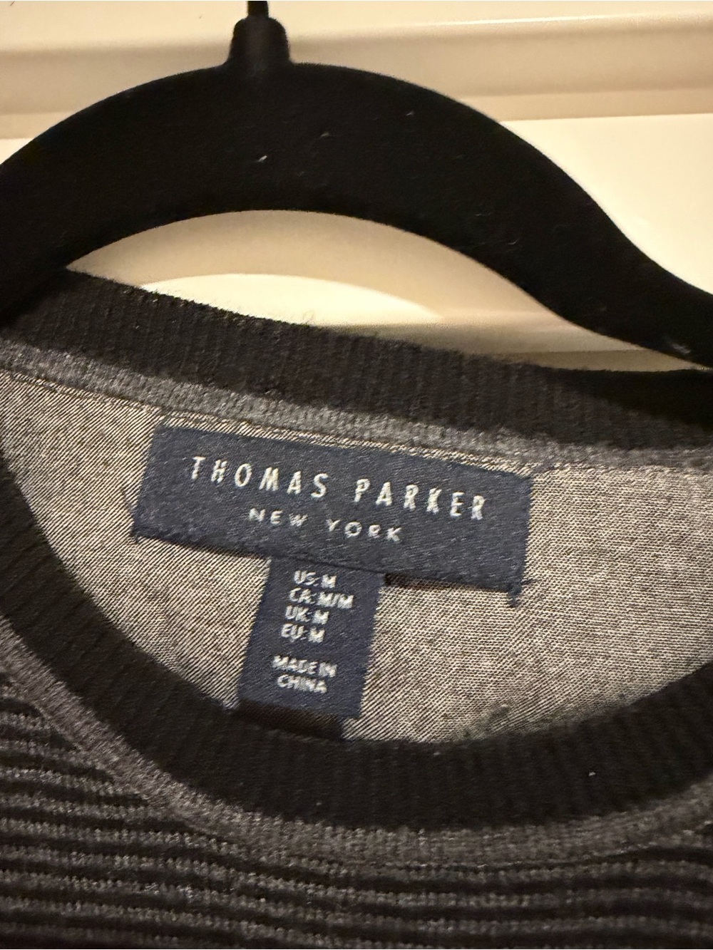 Men’s Wool Charcoal Striped Crewneck Sweater